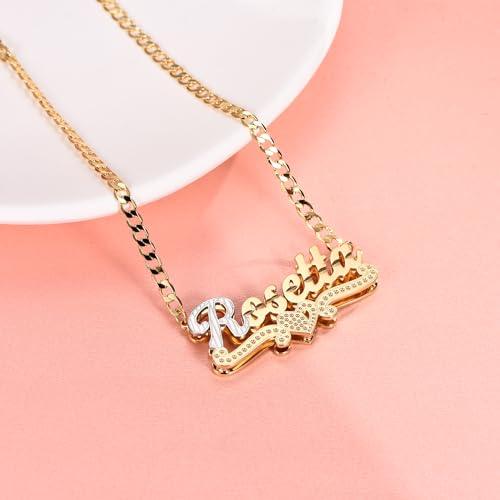 Custom Heart Necklace Personalized Two Tone Gold and Silver - Numba1Diva