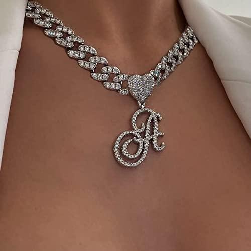 Silver Cuban Link Chain with Heart Letter Custom order - Numba1Diva