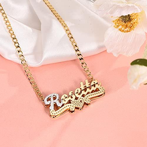 Custom Heart Necklace Personalized Two Tone Gold and Silver - Numba1Diva