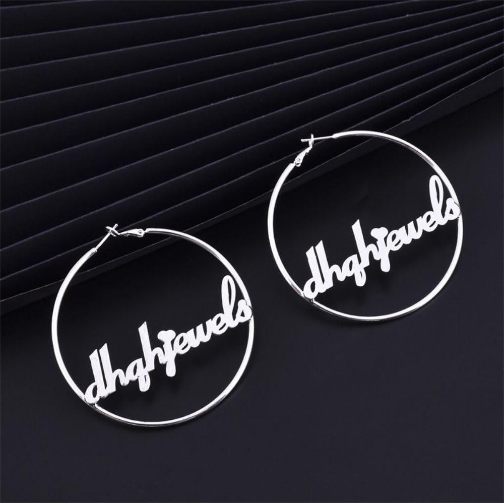 Custom Engraved Earrings, 60mm Hoop - Numba1Diva