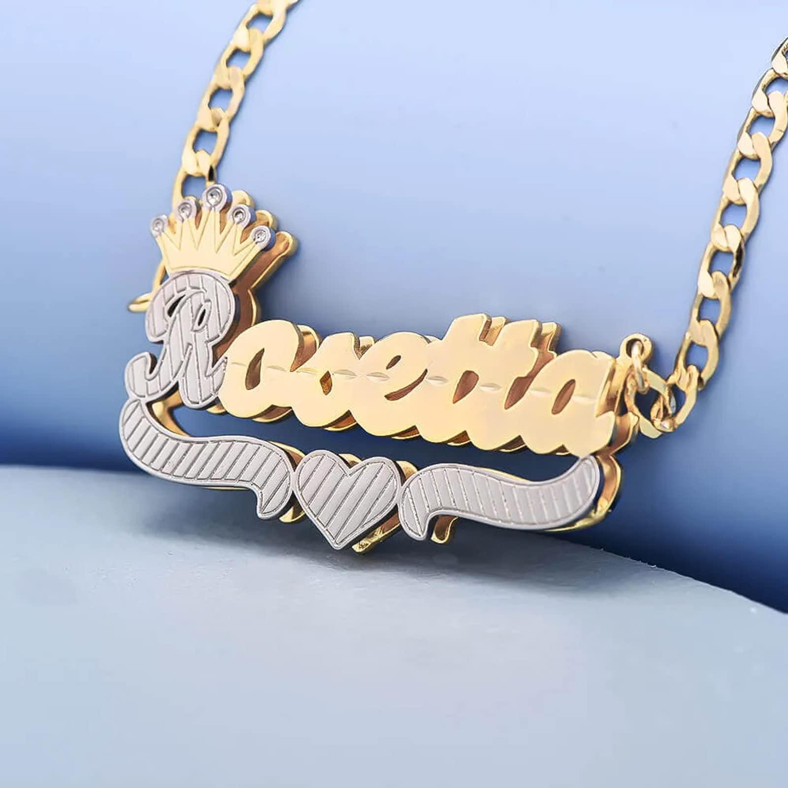 Gemiac Custom Name Necklace Personalized Double Plated - Numba1Diva