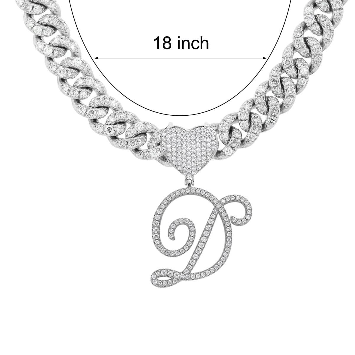 Silver Cuban Link Chain with Heart Letter Custom order - Numba1Diva