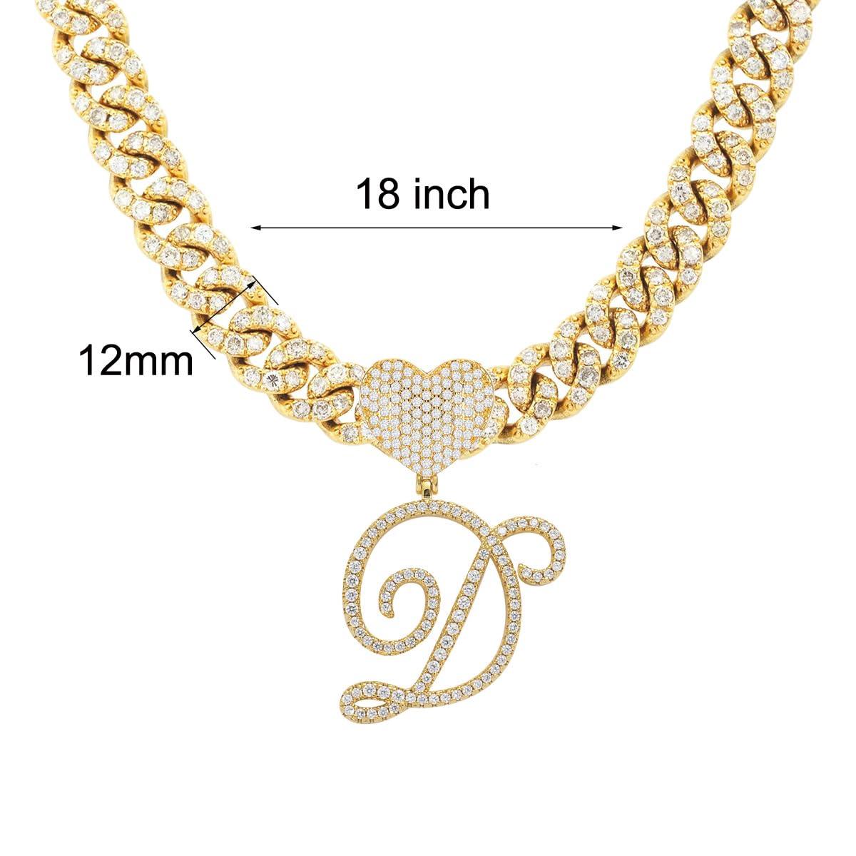 Silver Cuban Link Chain with Heart Letter Custom order - Numba1Diva