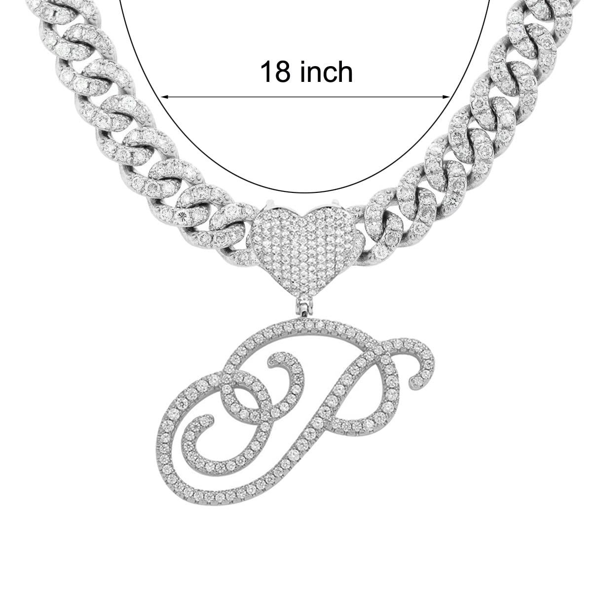 Silver Cuban Link Chain with Heart Letter Custom order - Numba1Diva