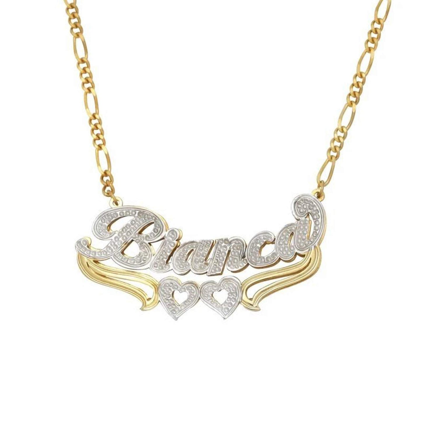 Custom Heart Necklace Personalized Two Tone Gold and Silver - Numba1Diva