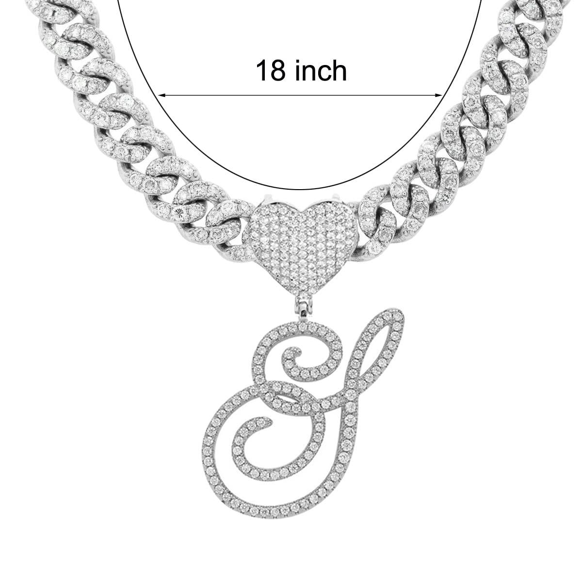 Silver Cuban Link Chain with Heart Letter Custom order - Numba1Diva