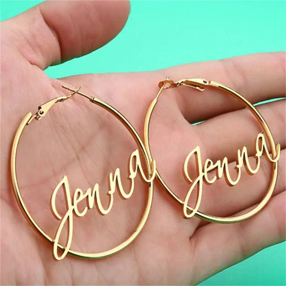 Custom Engraved Earrings, 60mm Hoop - Numba1Diva