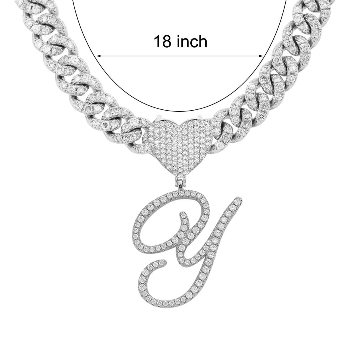 Silver Cuban Link Chain with Heart Letter Custom order - Numba1Diva