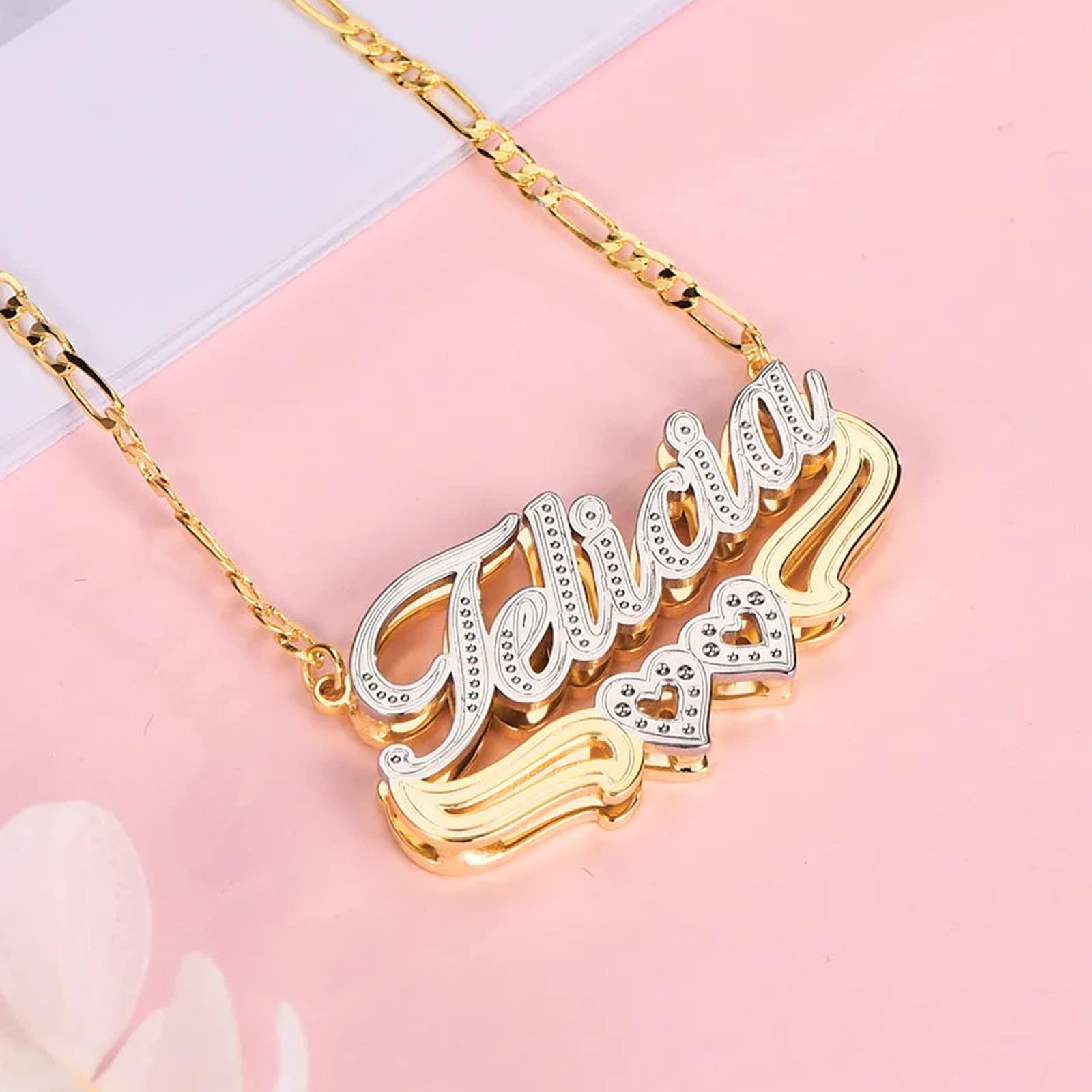 Gemiac Custom Name Necklace Personalized Double Plated - Numba1Diva