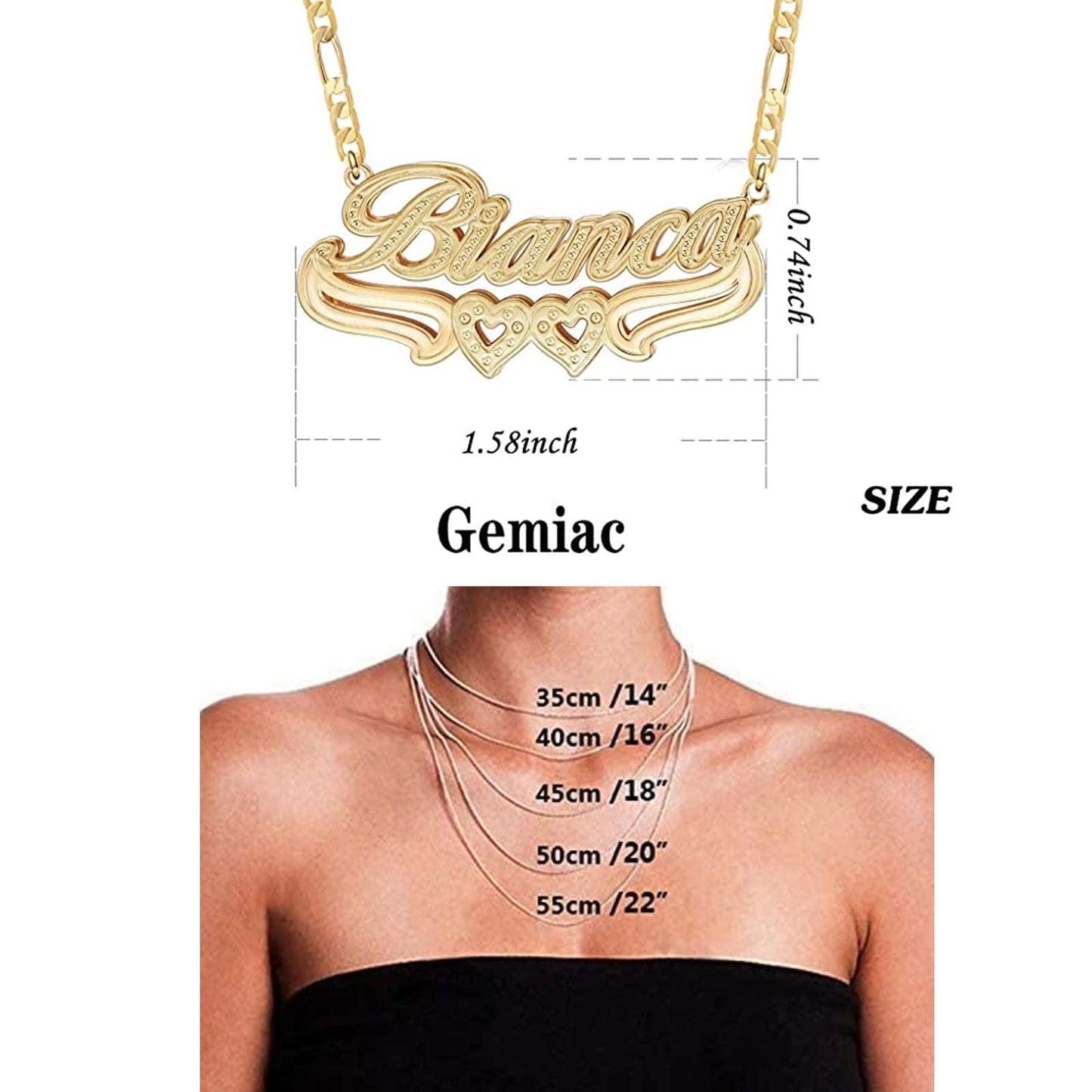 Gemiac Custom Name Necklace Personalized Double Plated - Numba1Diva