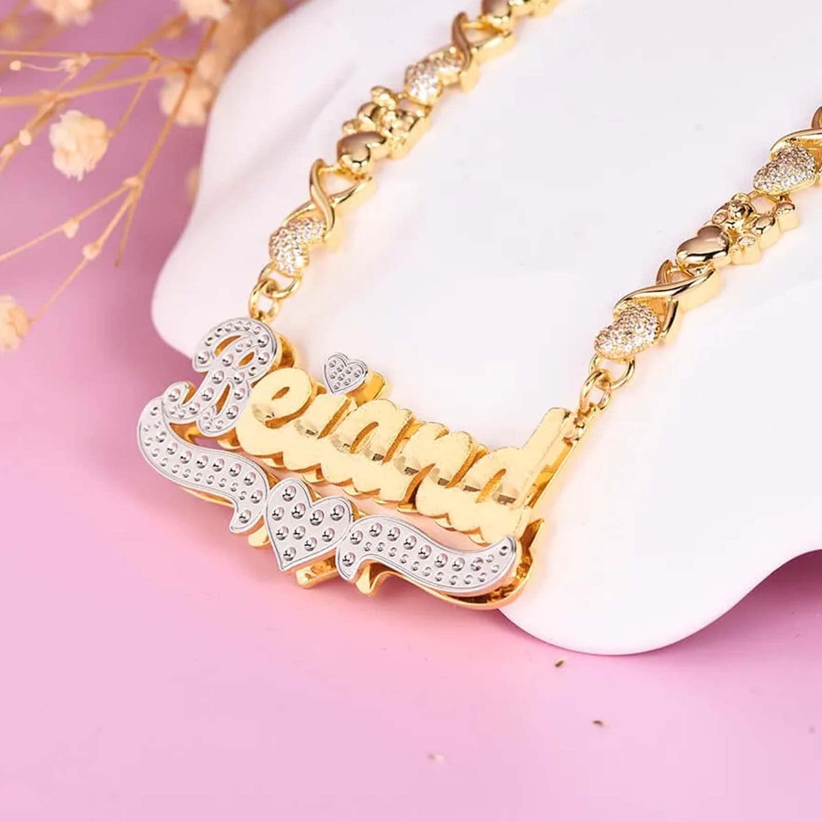 Gemiac Custom Name Necklace Personalized Double Plated - Numba1Diva