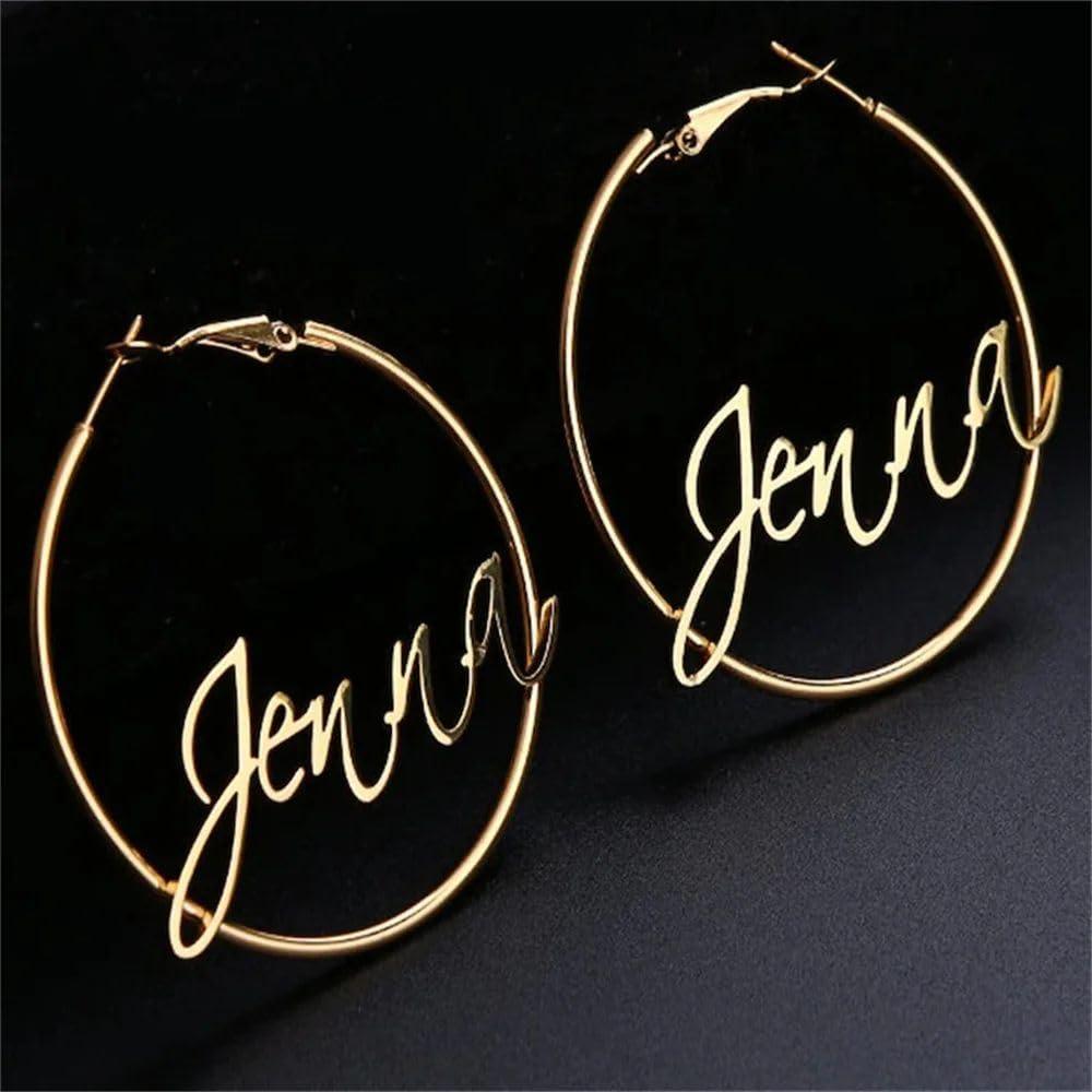 Custom Engraved Earrings, 60mm Hoop - Numba1Diva