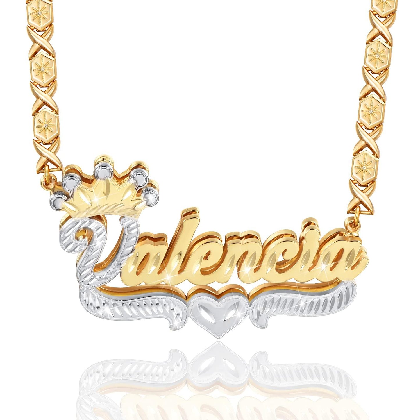 Custom Heart Necklace Personalized Two Tone Gold and Silver - Numba1Diva