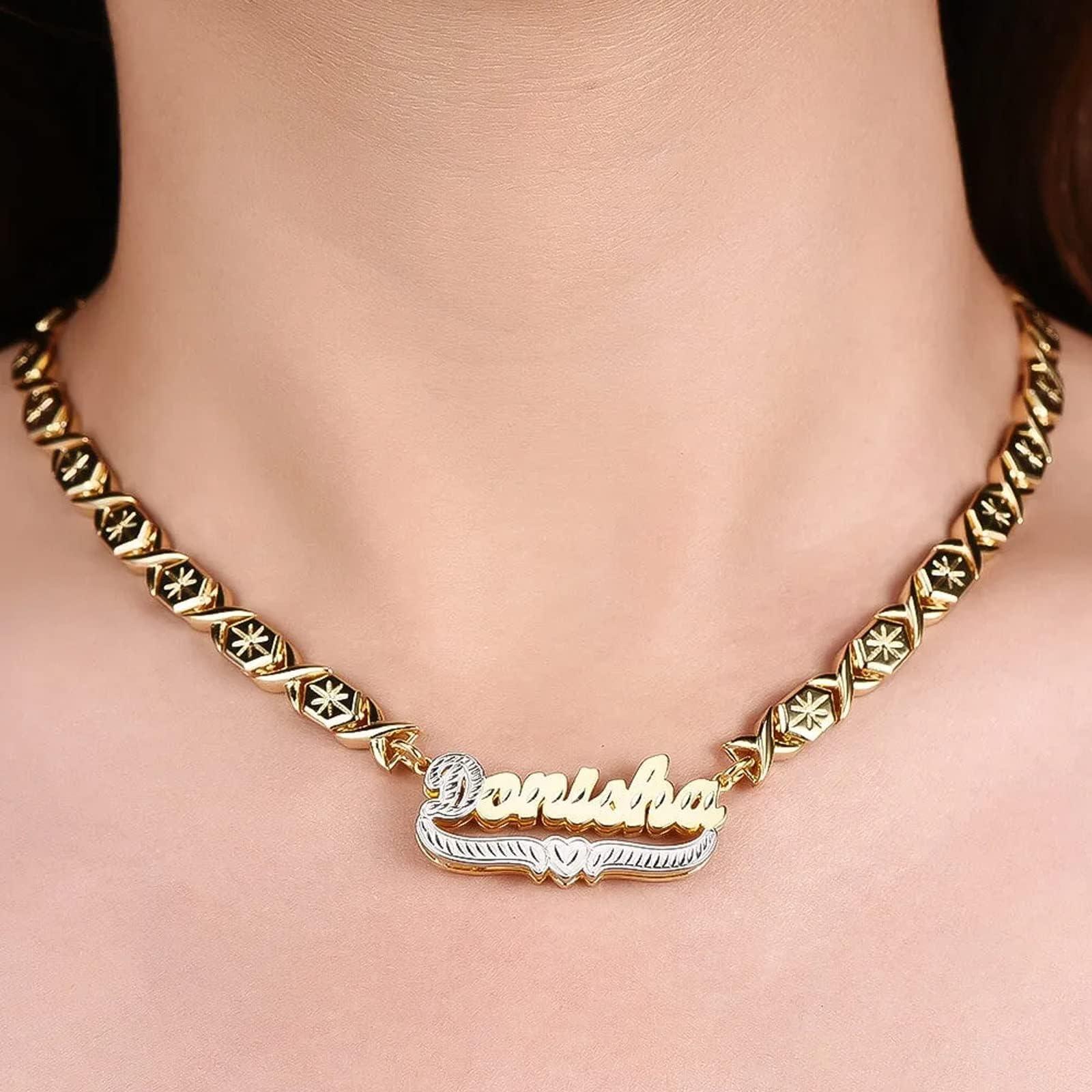 Custom Heart Necklace Personalized Two Tone Gold and Silver - Numba1Diva