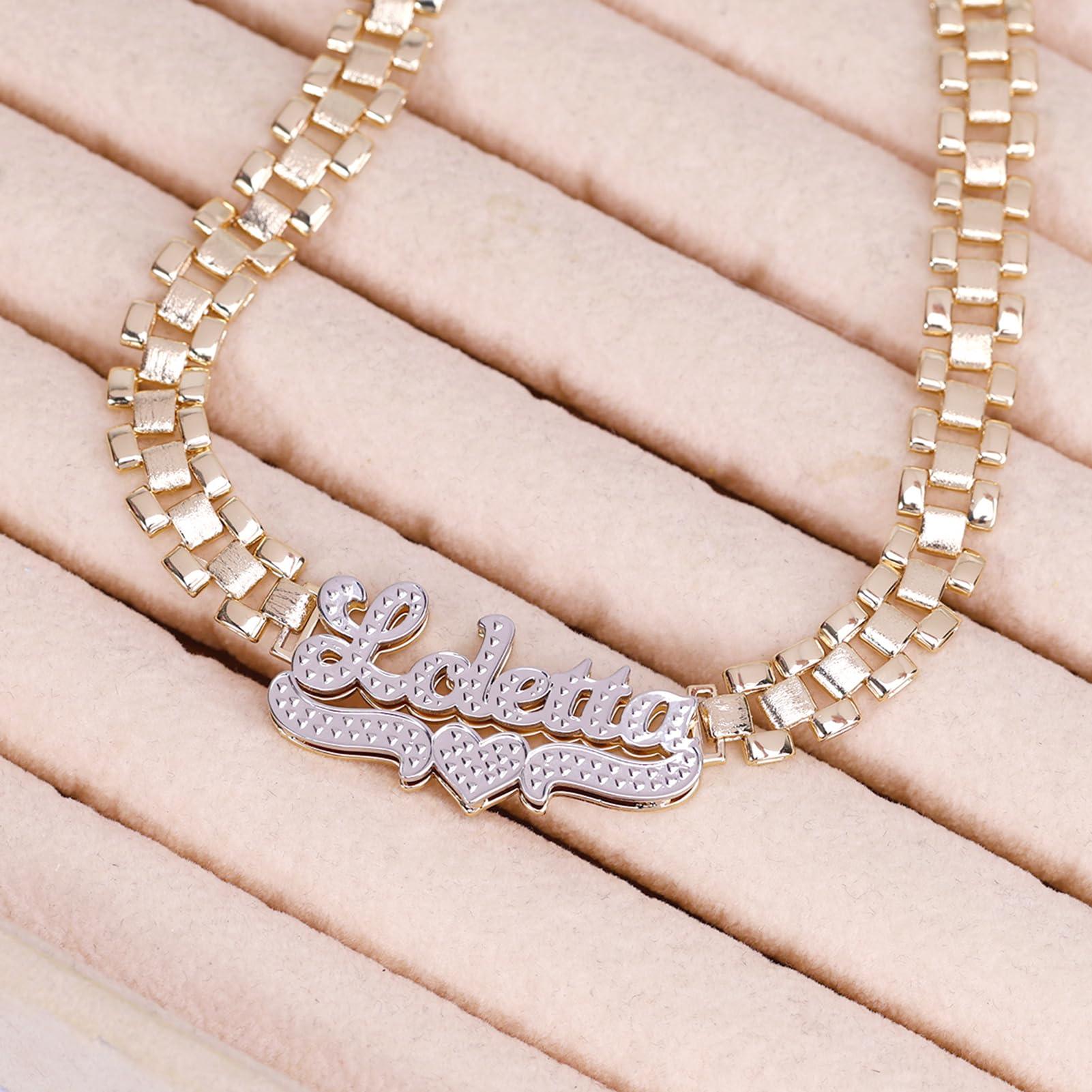 Gemiac Custom Name Necklace Personalized Double Plated - Numba1Diva