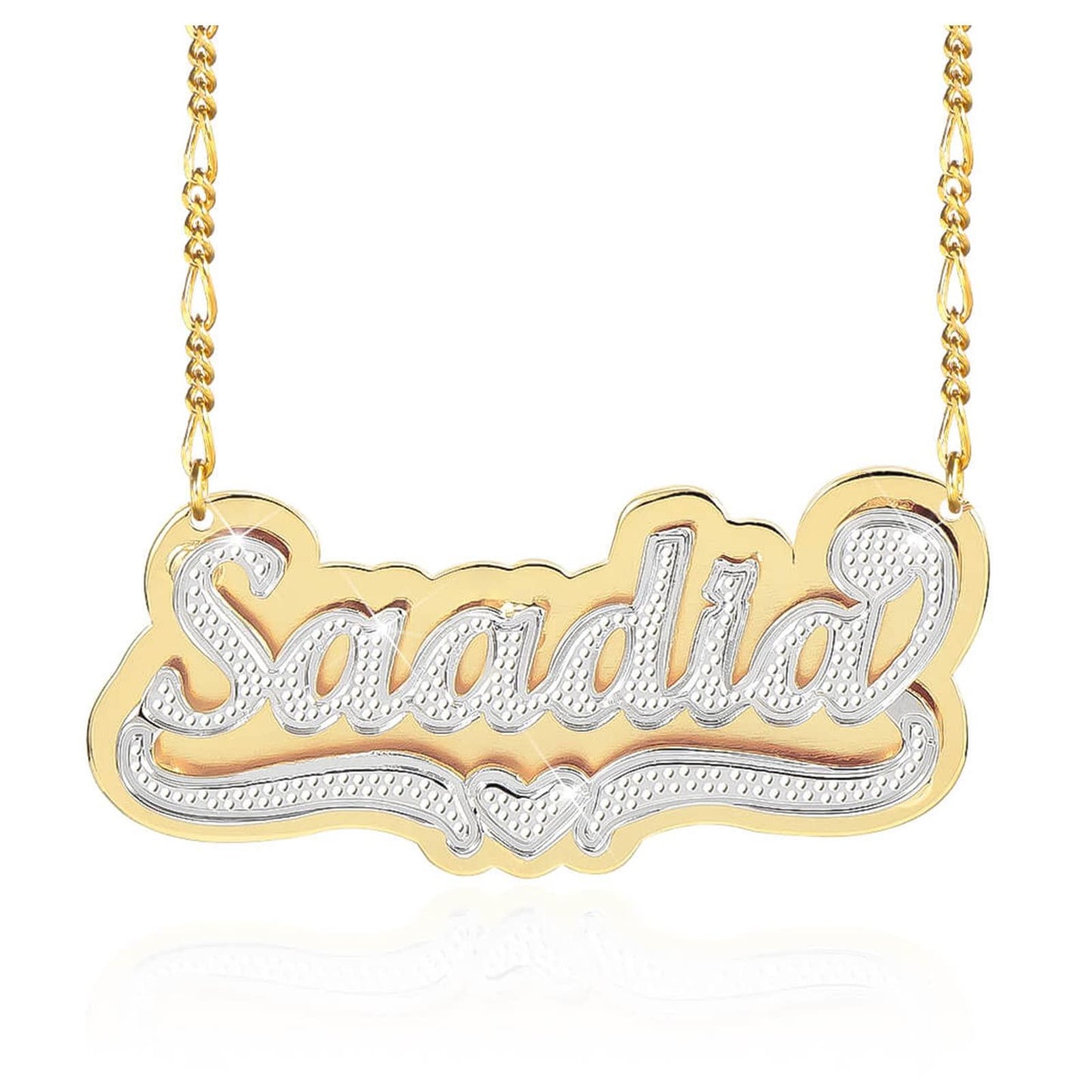 Custom Heart Necklace Personalized Two Tone Gold and Silver - Numba1Diva