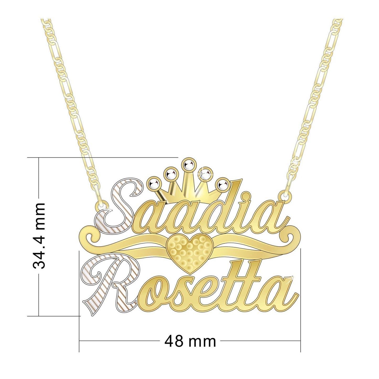 Custom Heart Necklace Personalized Two Tone Gold and Silver - Numba1Diva