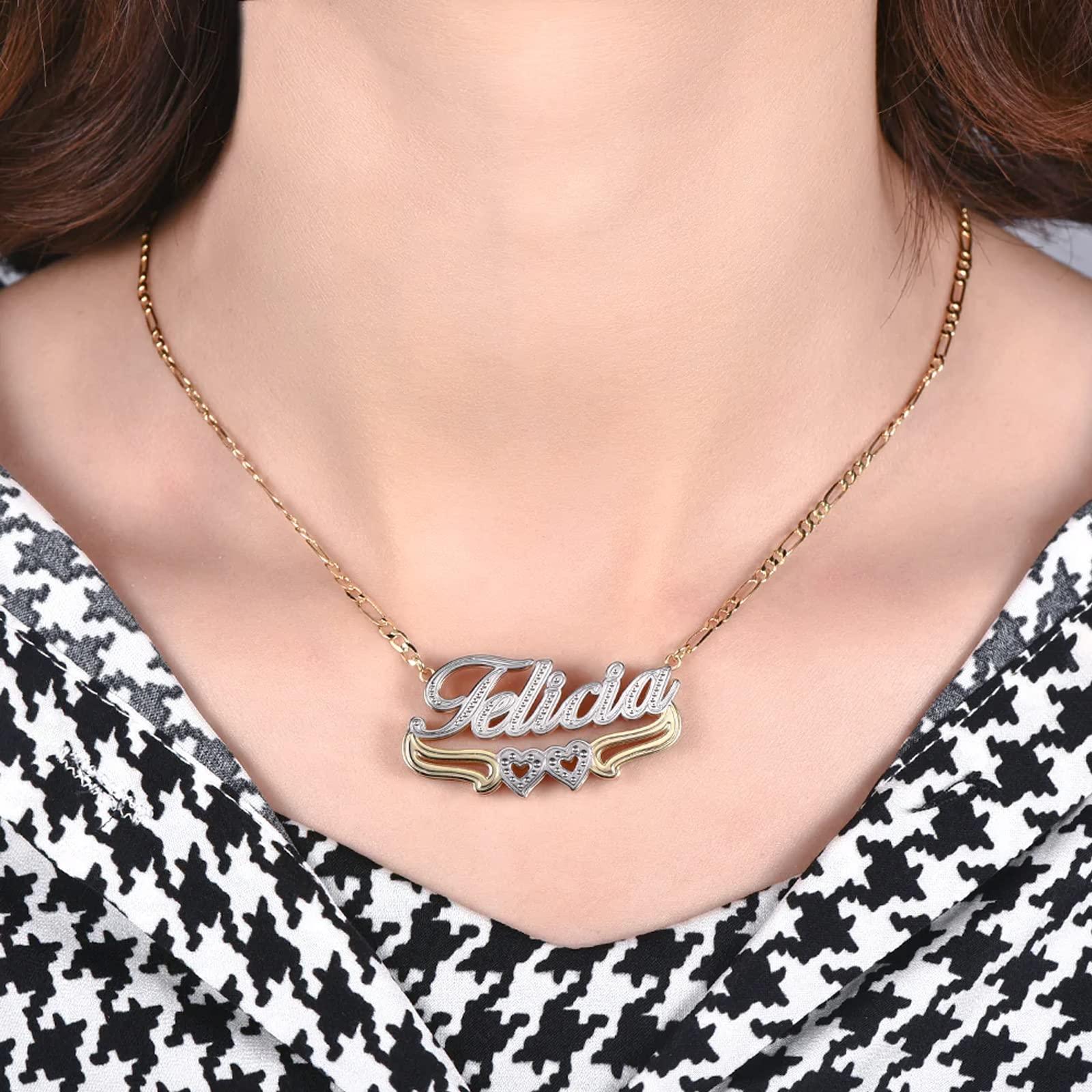 Gemiac Custom Name Necklace Personalized Double Plated - Numba1Diva