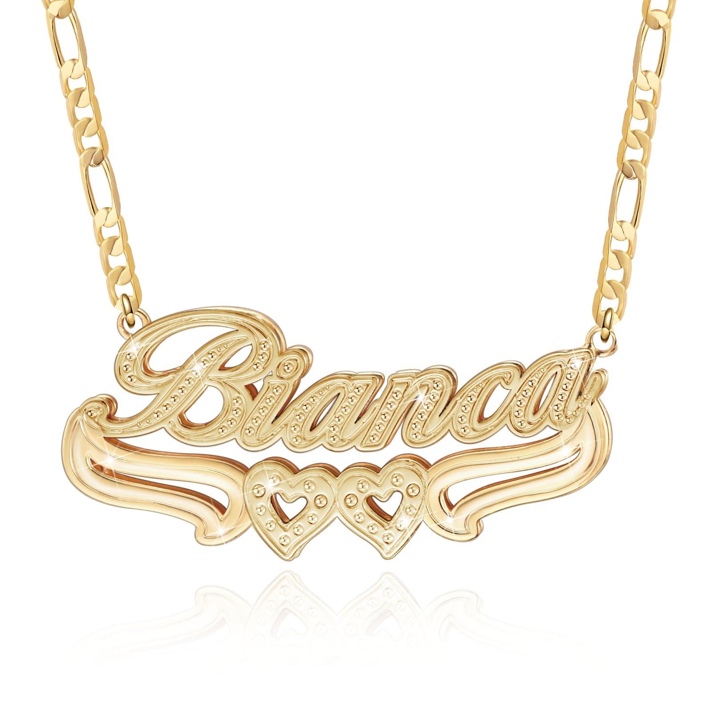 Custom Heart Necklace Personalized Two Tone Gold and Silver - Numba1Diva