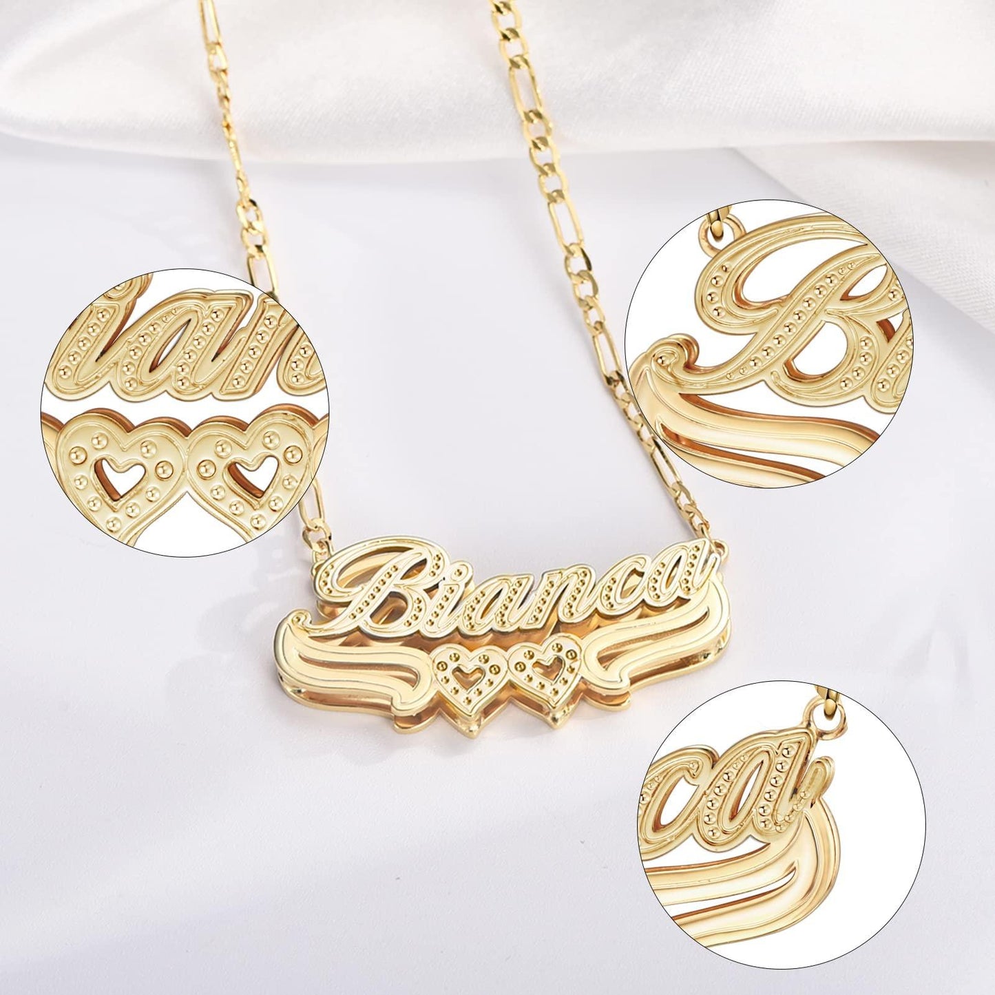 Custom Heart Necklace Personalized Two Tone Gold and Silver - Numba1Diva