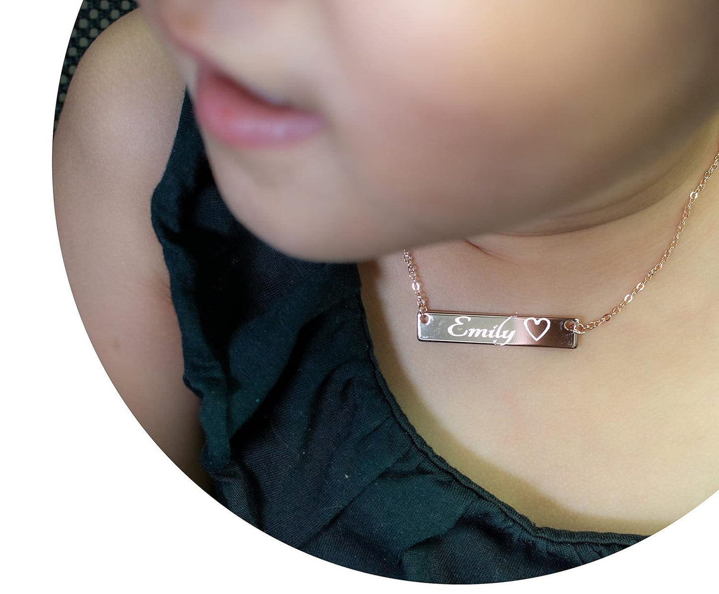 Personalized Baby Children Teen Name Bar ID NecklaceCustomizable Gift 16k Silver Rose Gold Plated Child Safety Birth Information Great for Baptism Newborns and First Birthdays - Numba1Diva