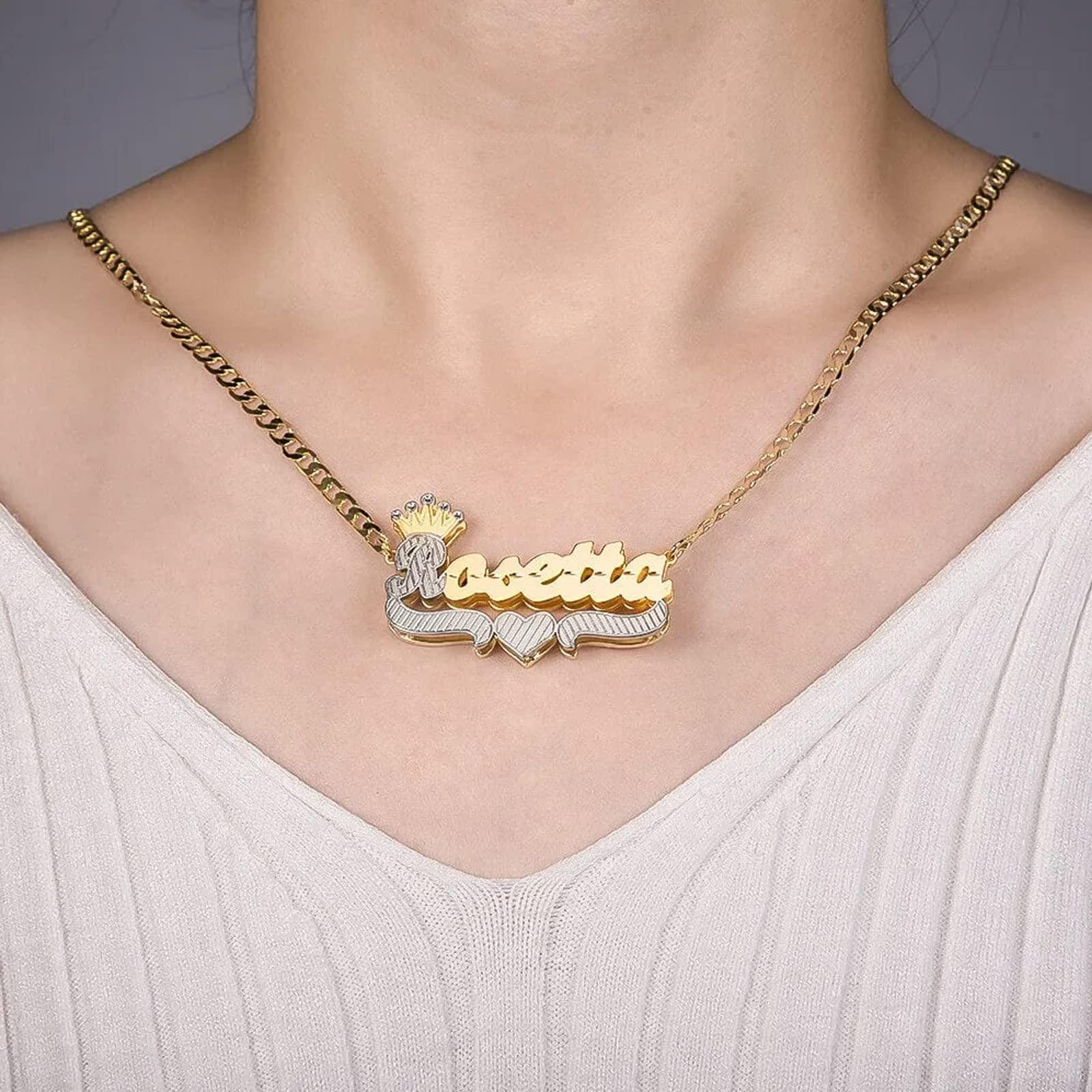 Gemiac Custom Name Necklace Personalized Double Plated - Numba1Diva